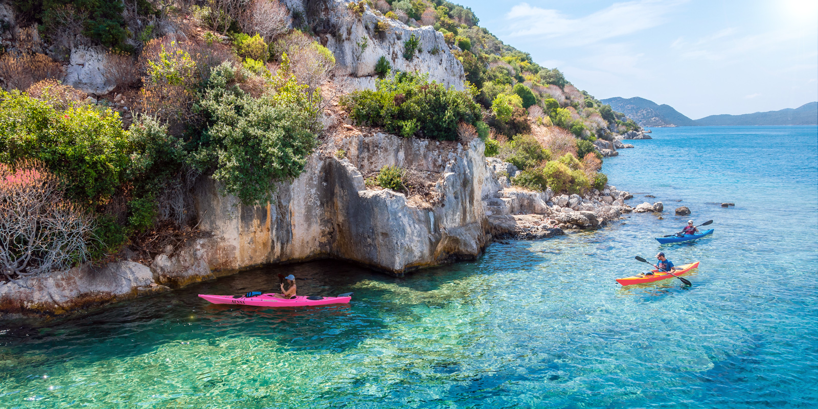 Image of Tourists Canoeing during Vacation in Turkey